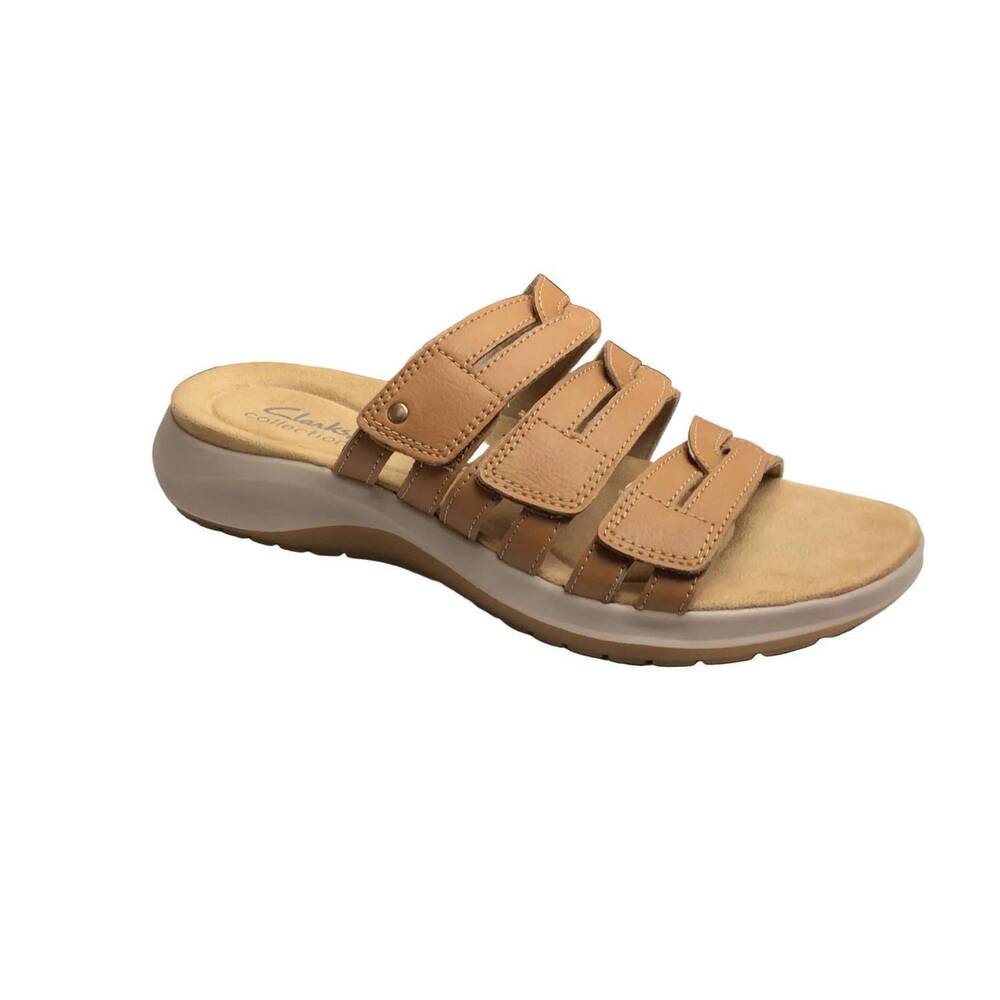 NEW CLARKS women's maelynn abby slide sandals in sandstone